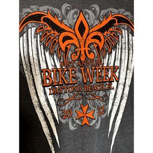 BIKE WEEK 81st Daytona Beach 2022 Gray Wings Graphic T Shirt  Ladies 2XL